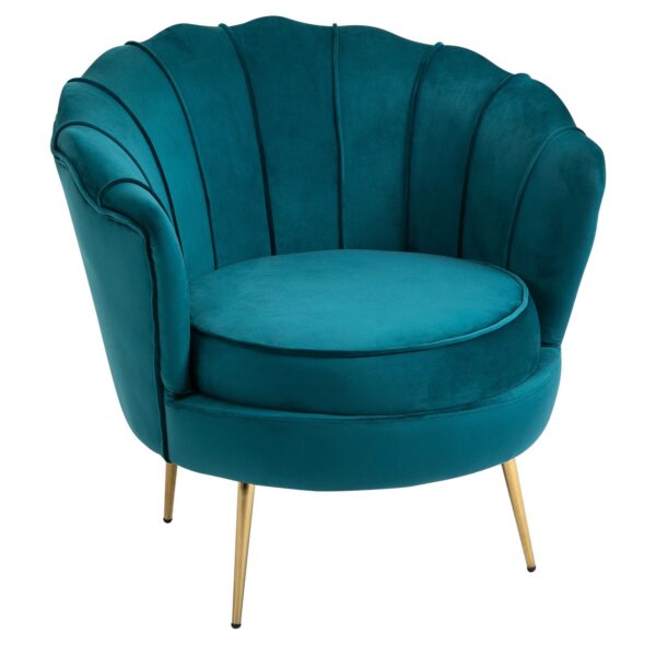 EasyComfort Fauteuil vintage design, velours petrolgroen 79x77x77 cm