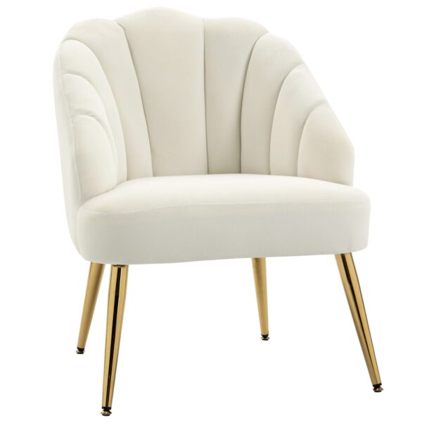 EasyComfort Fauteuil met schelprug, velvet, 63x65x84 cm, crème