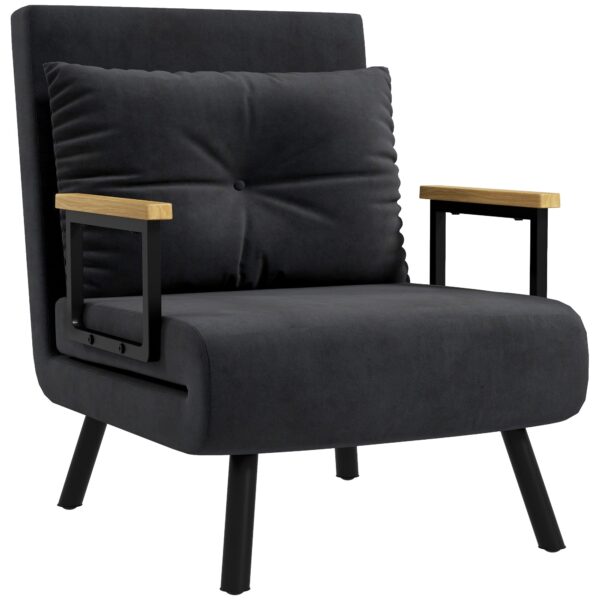 EasyComfort Poltrona Letto 3-in-1 slaapfauteuil, verstelbaar 5 posities, 63x73x81 cm, zwart