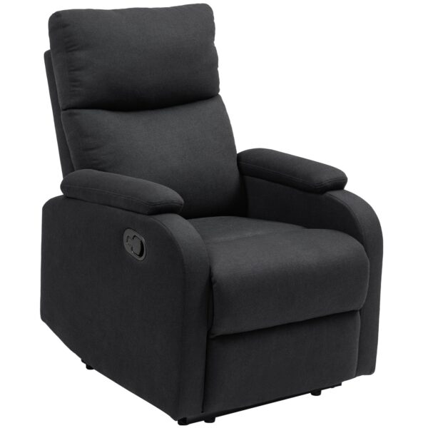 EasyComfort Reclinabele fauteuil handmatig 60° extra gevoerd, stof, zwart