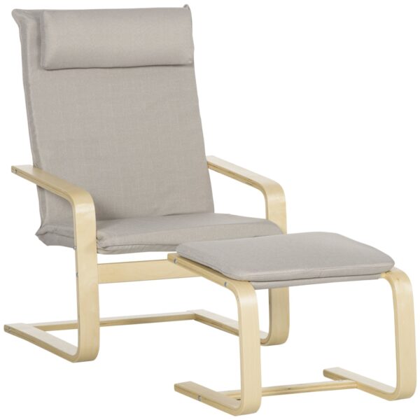 EasyComfort Poltrona Relax fauteuil met poef, 67x69x100 cm, grijs