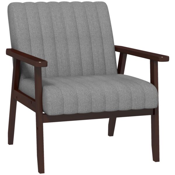 EasyComfort Moderne gestoffeerde fauteuil van stof en hout, grijs