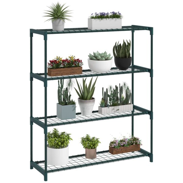 EasyComfort Plantenrek 4 niveaus, staal, 89x28x107 cm, groen