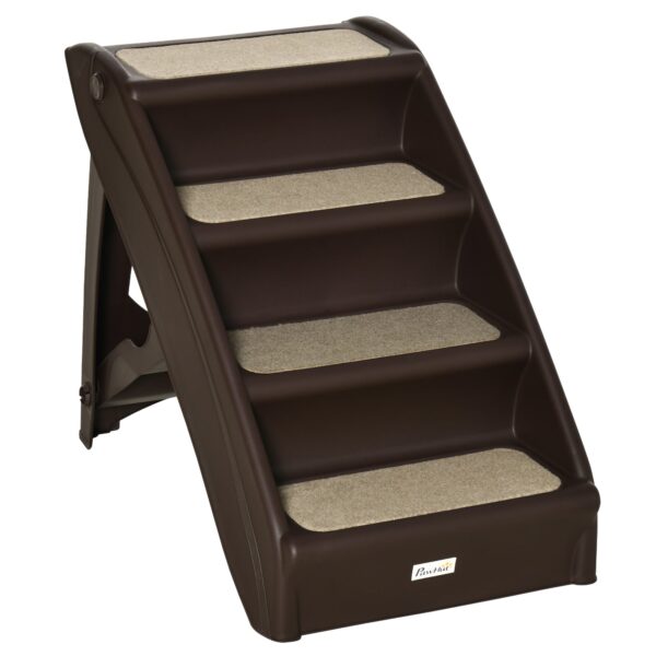 EasyComfort 4-traps hondenladder opvouwbaar, antislip, PP, bruin