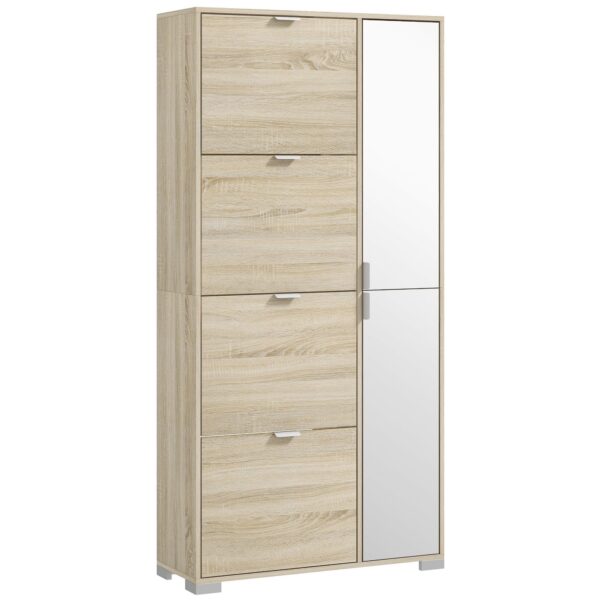 EasyComfort Scarpiera schoenenkast met spiegel, 16 paar, 82x30x168 cm, eiken