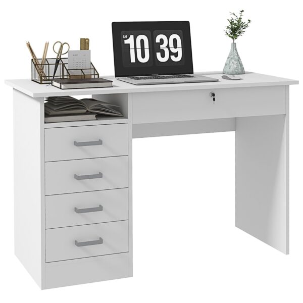 EasyComfort Scrivania Moderna bureau, 5 laden, wit 110x50x76 cm