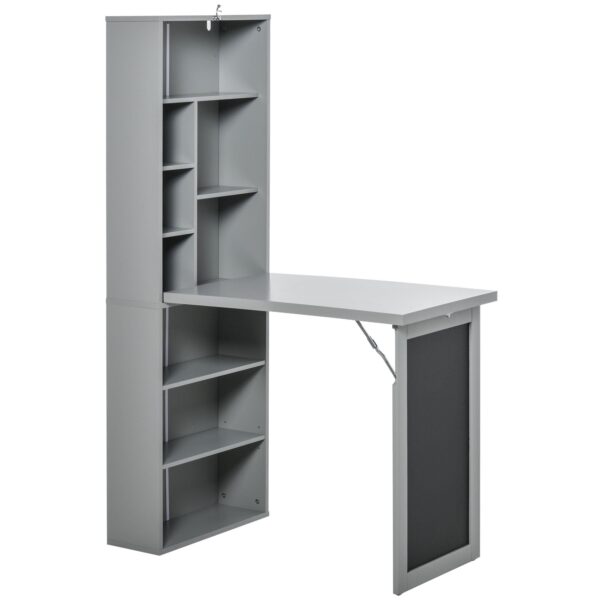 EasyComfort opvouwbaar bureau met 9-planken boekenrek, 98x51x153 cm