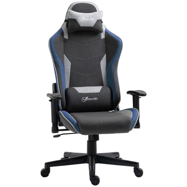 EasyComfort Sedia da Gaming - Gamingstoel, rugleuning tot 150°, linnenlook, 66x53x128-138 cm