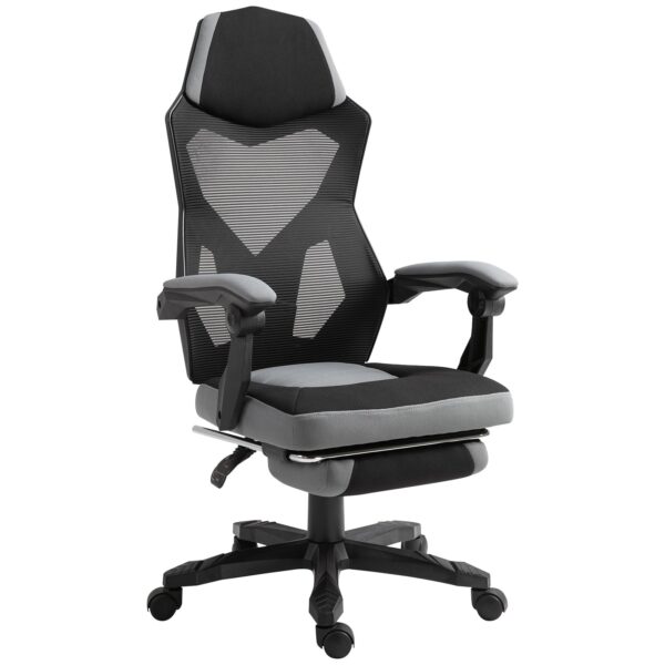 EasyComfort ergonomische bureaustoel met verstelbare hoogte en voetensteun, grijs