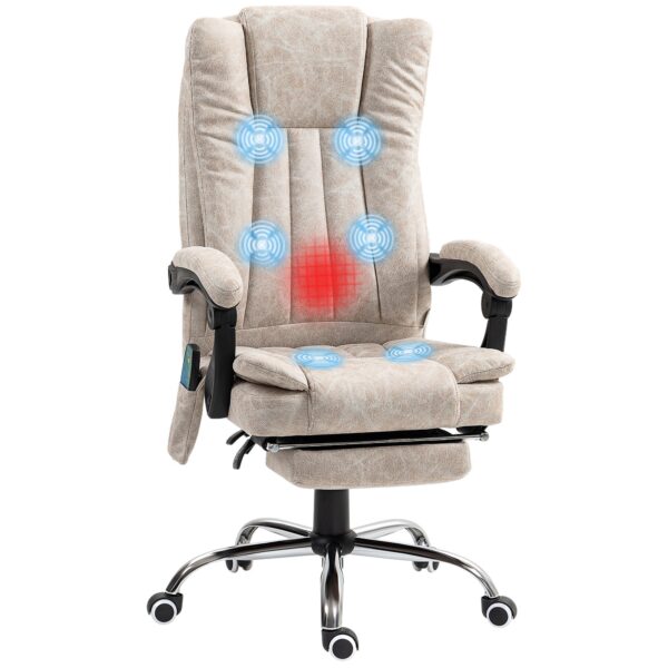 EasyComfort massage- en verwarmde bureaustoel met voetensteun, microvezel, 62x70x113-120 cm
