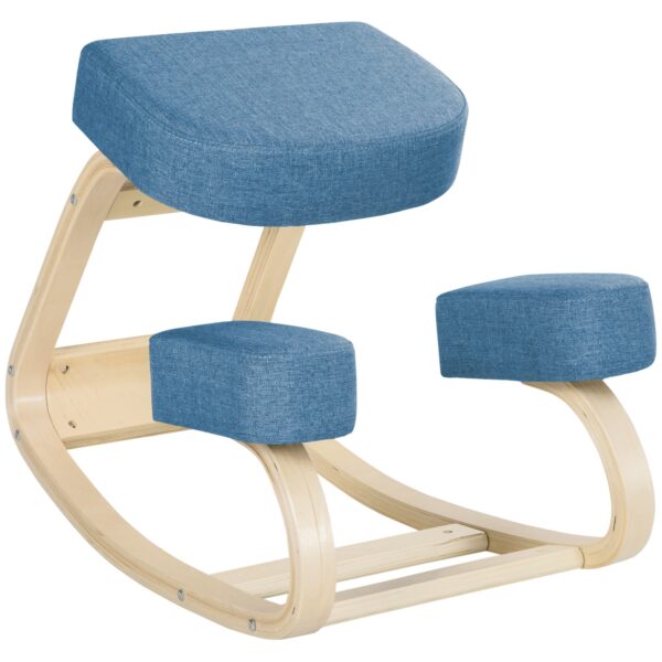 EasyComfort Sedia Ergonomica knielstoel – berkenhout, 51x69x58 cm, blauw