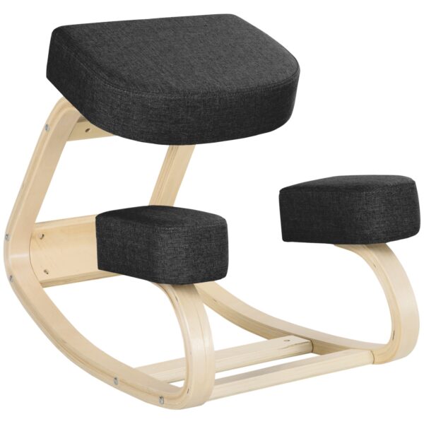 EasyComfort knielstoel ergonomisch berkenhout 51x69x58 cm, zwart