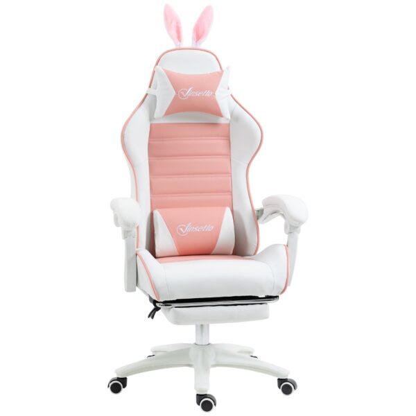EasyComfort Sedia Gaming Ergonomica - gamingstoel met uittrekbare voetrust, roze