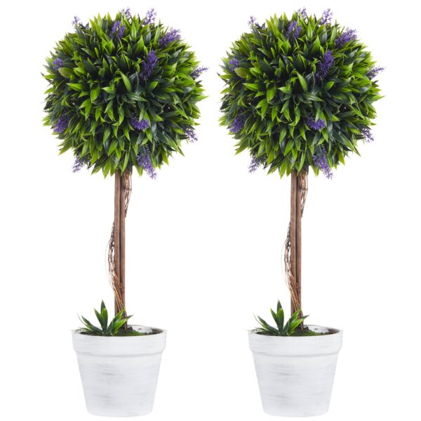 EasyComfort Set 2 kunstplanten bolvormig met lavendel Ø24x60 cm