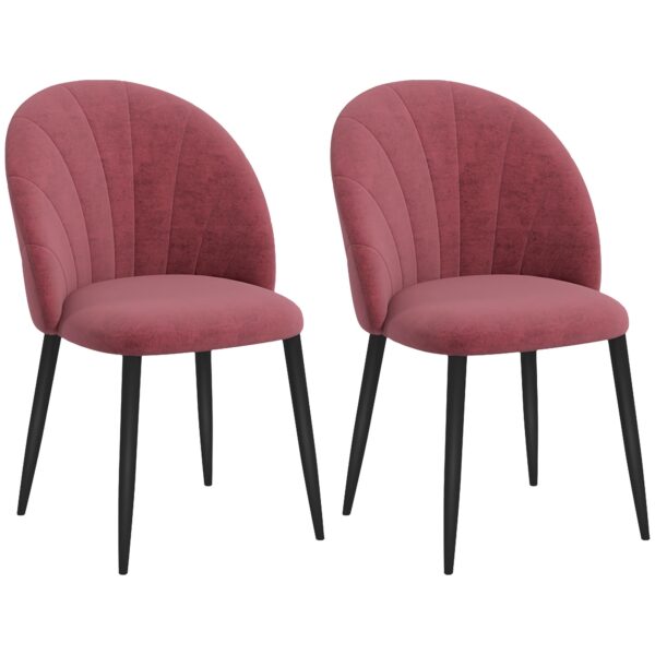 EasyComfort Set 2 eetkamerstoelen met fluweeleffect, rood