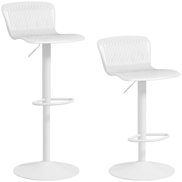 EasyComfort Set van 2 barkrukken met rugleuning, draaibaar, in hoogte verstelbaar - wit