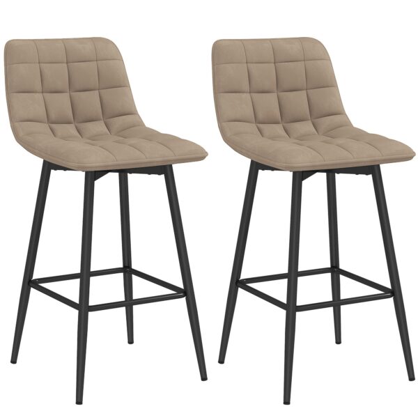 EasyComfort Set van 2 barkrukken met rugleuning, bruin