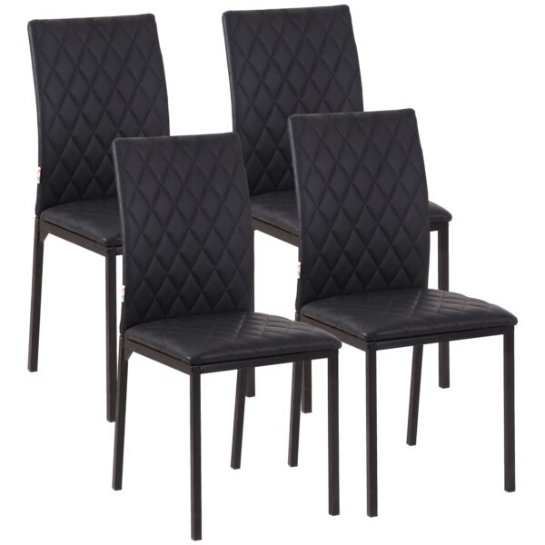 EasyComfort Set van 4 eettafelstoelen in kunstleer, zwart