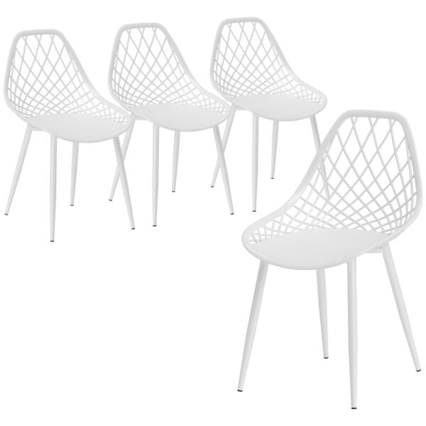 EasyComfort Set van 4 moderne eetkamerstoelen, wit
