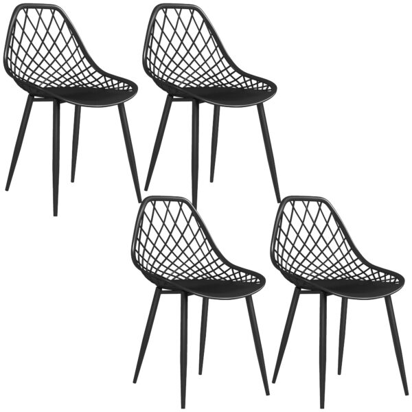 EasyComfort Set 4 moderne eetkamerstoelen, zwart