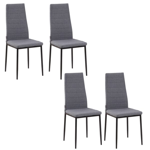 EasyComfort Set van 4 gestoffeerde eetkamerstoelen, 120 kg, grijs