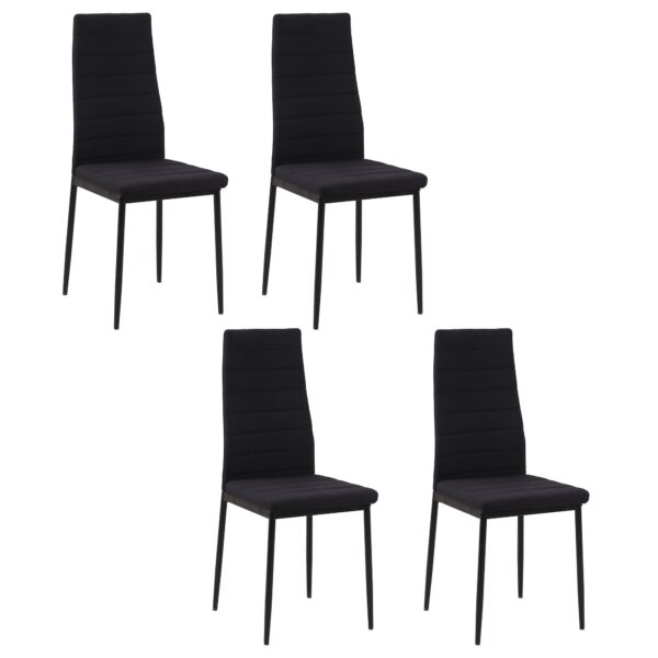 EasyComfort Set van 4 gestoffeerde eetkamerstoelen, zwart