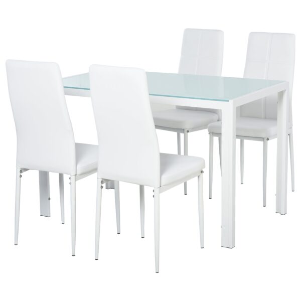 EasyComfort Set 5-delig eetkamerset 1 tafel + 4 stoelen, wit