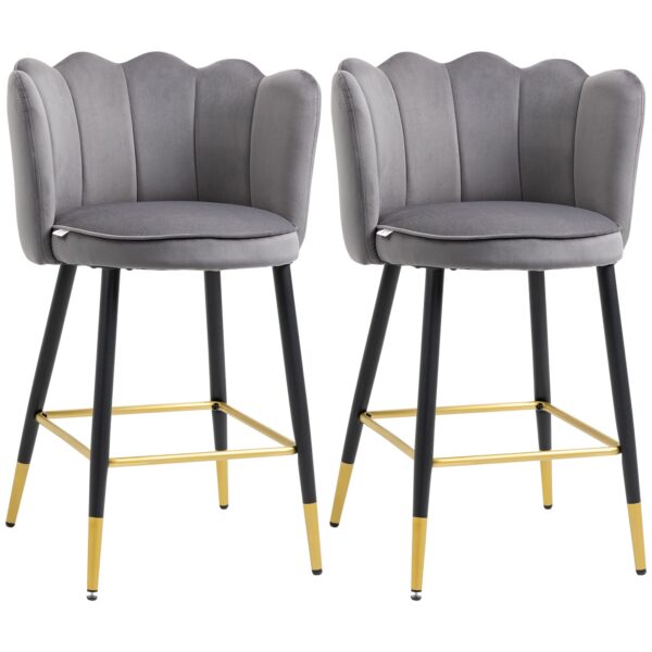 EasyComfort Set van 2 barkrukken fluweel 59x52x90 cm