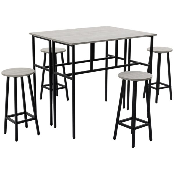 EasyComfort Set Bar 6-delig - 4 barkrukken & 2 hoge tafels, grijs