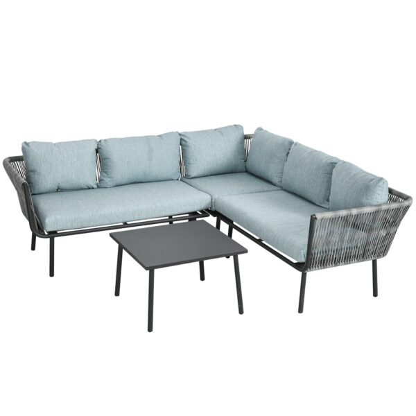 EasyComfort Tuinset 4-delig rattan – 2 hoekbanken, fauteuil en koffietafel