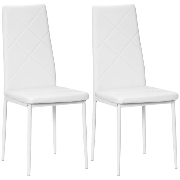 EasyComfort Set van 2 gestoffeerde eetkamerstoelen, wit, 41 x 50 x 97 cm