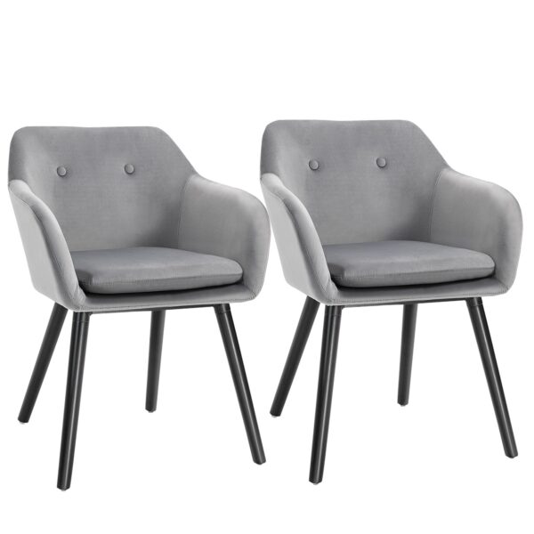 EasyComfort set van 2 eetkamerstoelen met armleuningen, fluweel, 54x56x74 cm