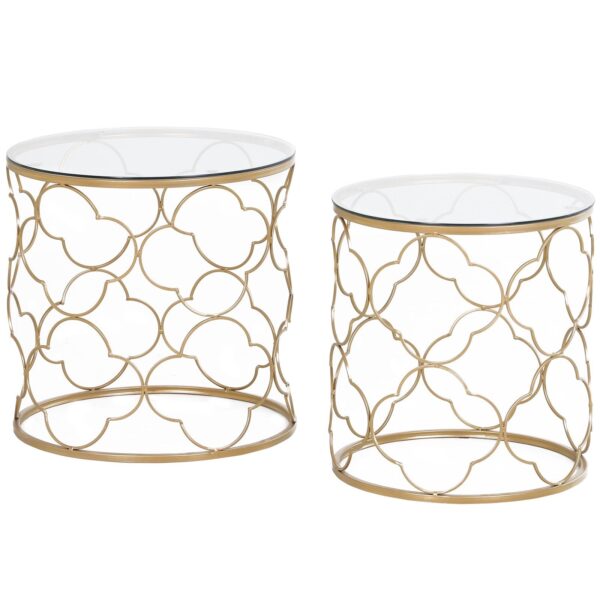 EasyComfort Set van 2 stapelbare Art Deco salontafels, goud