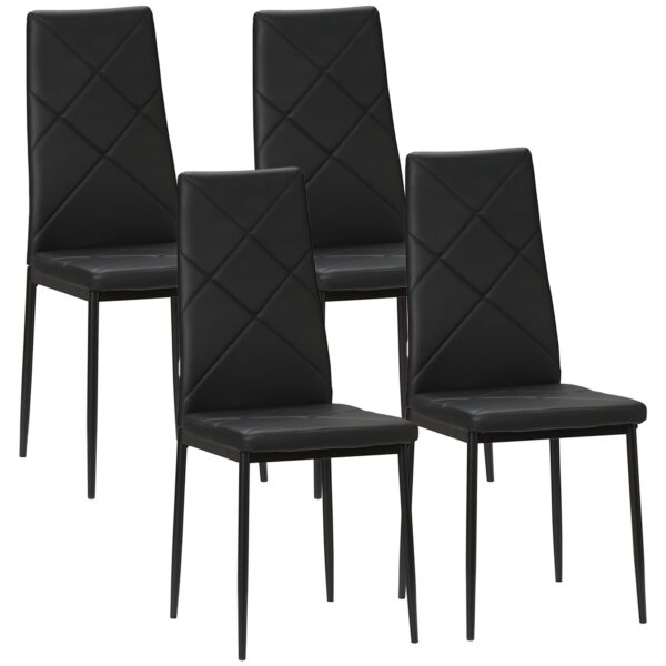 EasyComfort Set van 4 eetkamerstoelen, hoge rugleuning, 41x50x97 cm, zwart