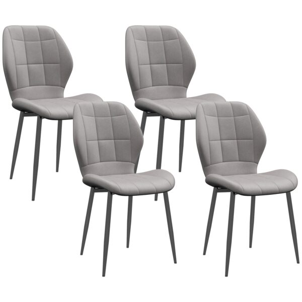 EasyComfort Set van 4 eetkamerstoelen, flanellen bekleding, lichtgrijs
