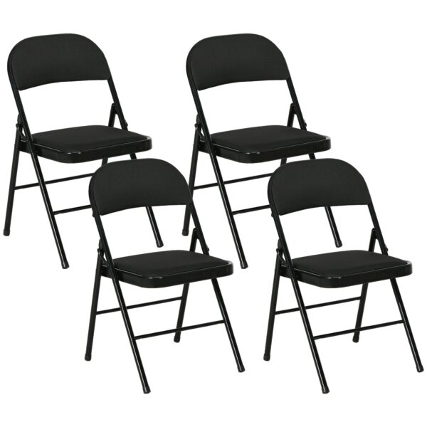 EasyComfort Set van 4 opvouwbare stoelen, gewatteerde zitting, zwart