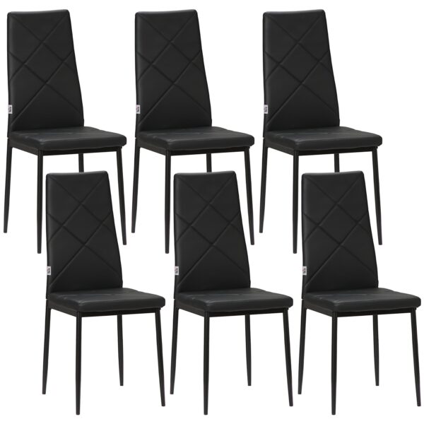 EasyComfort Set van 6 eetkamerstoelen hoge rug 41x50x97 cm, zwart