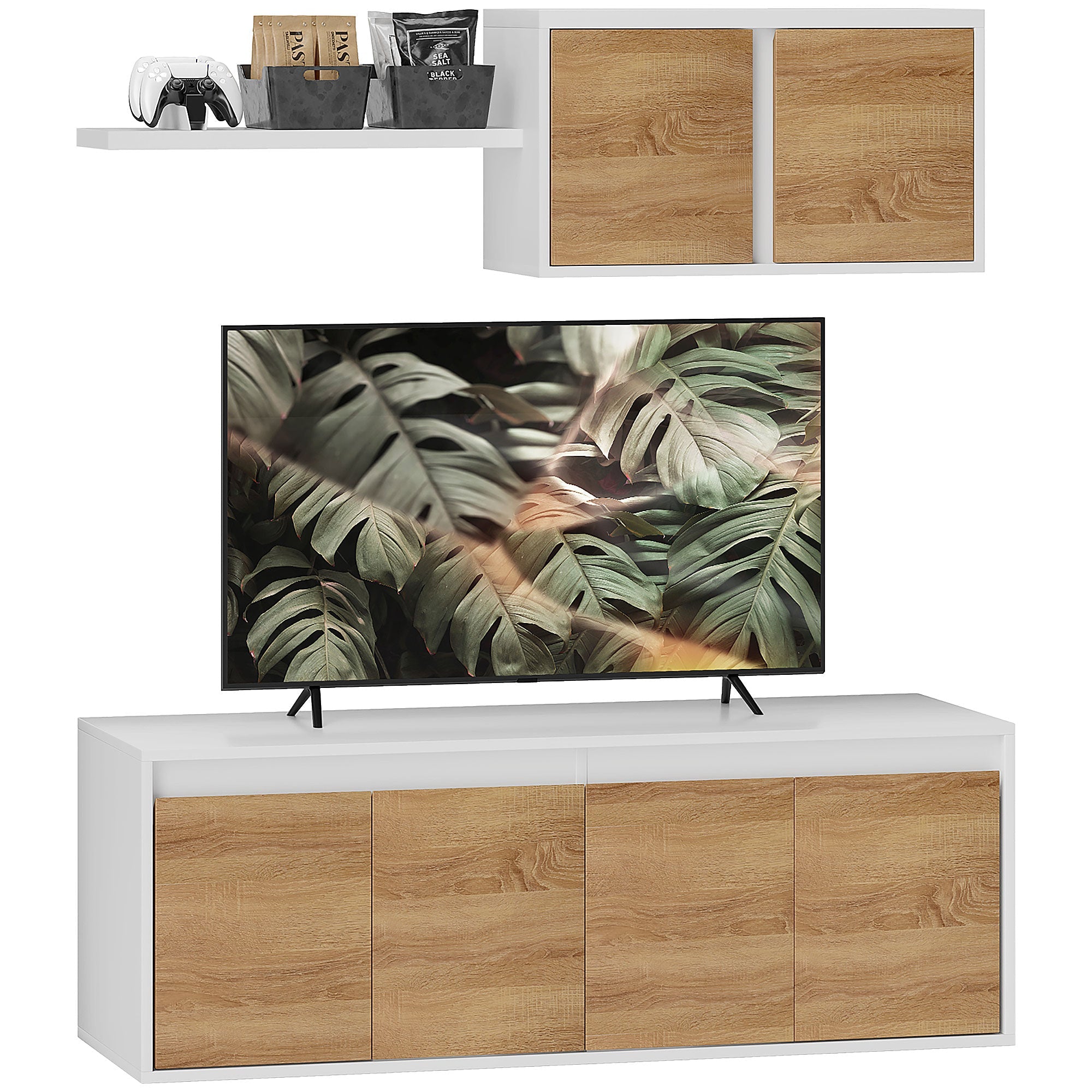 immagine-1-easycomfort-easycomfort-set-mobile-tv-e-armadietto-a-muro-con-7-ripiani-e-scaffale-aperto-in-legno-120x41x43-3-cm-bianco-e-color-legno_1c967a5d-2f4c-46a9-8dfd-11d03edf914d