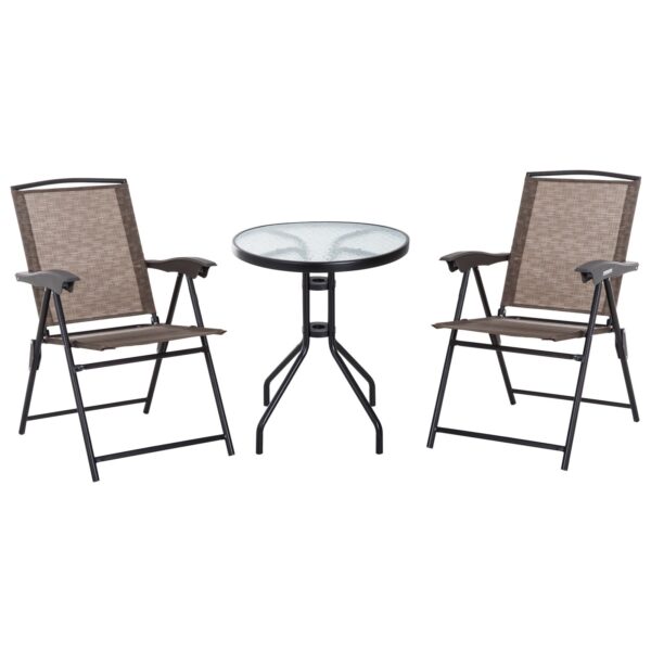 EasyComfort Tavolino tuintafelset 3-delig (tafel Ø60 cm + 2 inklapbare stoelen)