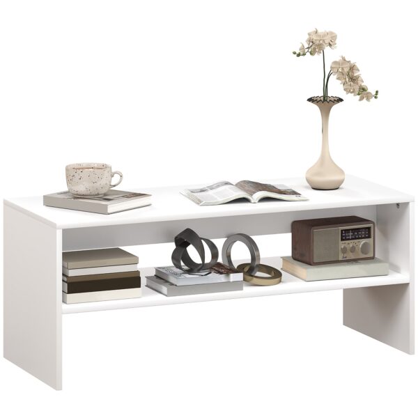 EasyComfort moderne salontafel 2 niveaus 100x40x41.5 cm wit