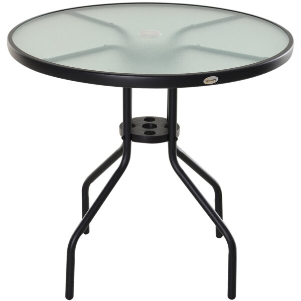 EasyComfort Tuintafel met gehard glas Ø80 x 72 cm zwart