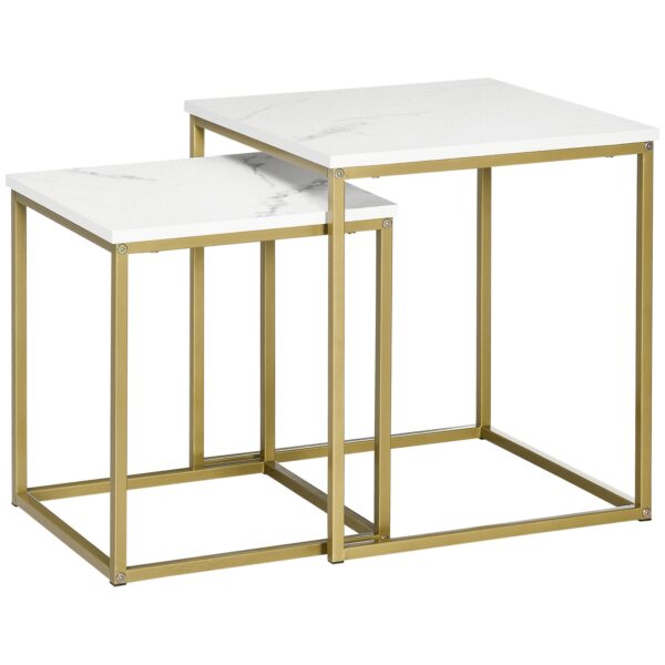 EasyComfort Tavolino da Salotto — Salontafelset 2-delig, stapelbaar, wit/goud