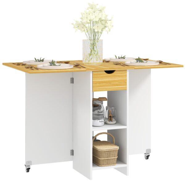 EasyComfort Opvouwbare eettafel 2–4 personen met 2 uitslaande bladen, lade, eik