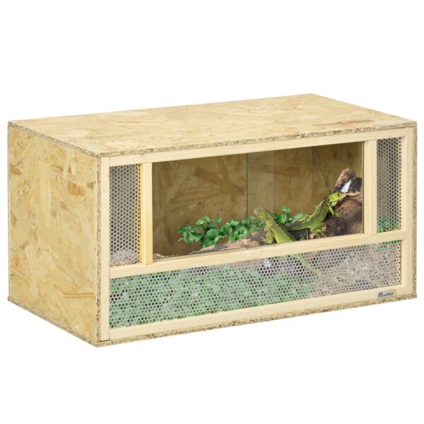 EasyComfort Terrarium hout met schuifruiten en gaaspanelen 80x40x40 cm