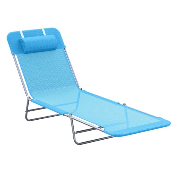 EasyComfort inklapbare ligstoel met verstelbare rugleuning en kussen 182x56x24.5cm