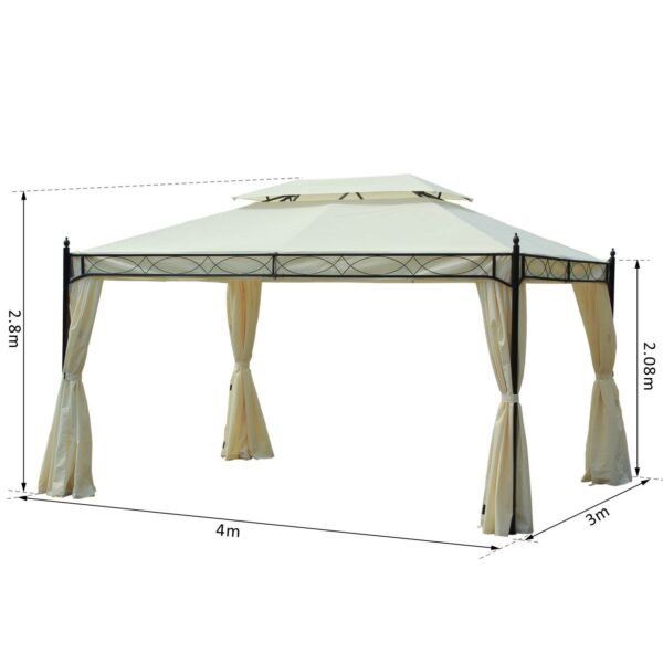 EasyComfort Garden Gazebo 3×4 m metalen gazebo, dubbel dak, crème