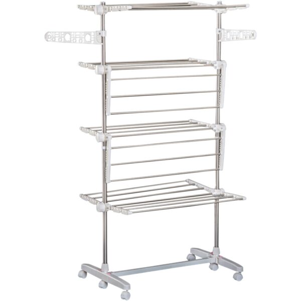 EasyComfort inklapbaar droogrek met 6 wielen 142x55x172 cm