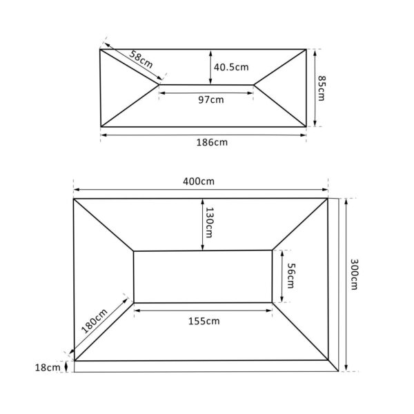 EasyComfort vervangingsdak gazebo dubbel dak 3x4m