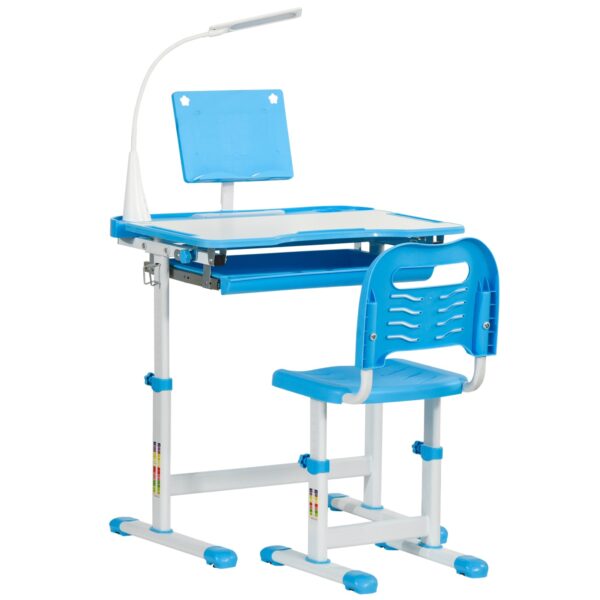 EasyComfort kinderbureau met stoel 6-12 jaar, in hoogte verstelbaar, blauw