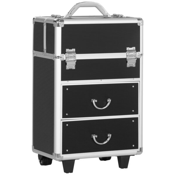 EasyComfort make-upkoffer op wielen met slot, zwart